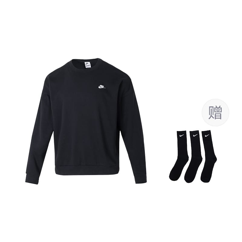 Nike Коллекция Спортивная Жизнь NK CLUB FT Свитшот Оверсайз с Круглым Вырезом Мужской Черный HJ1820-010