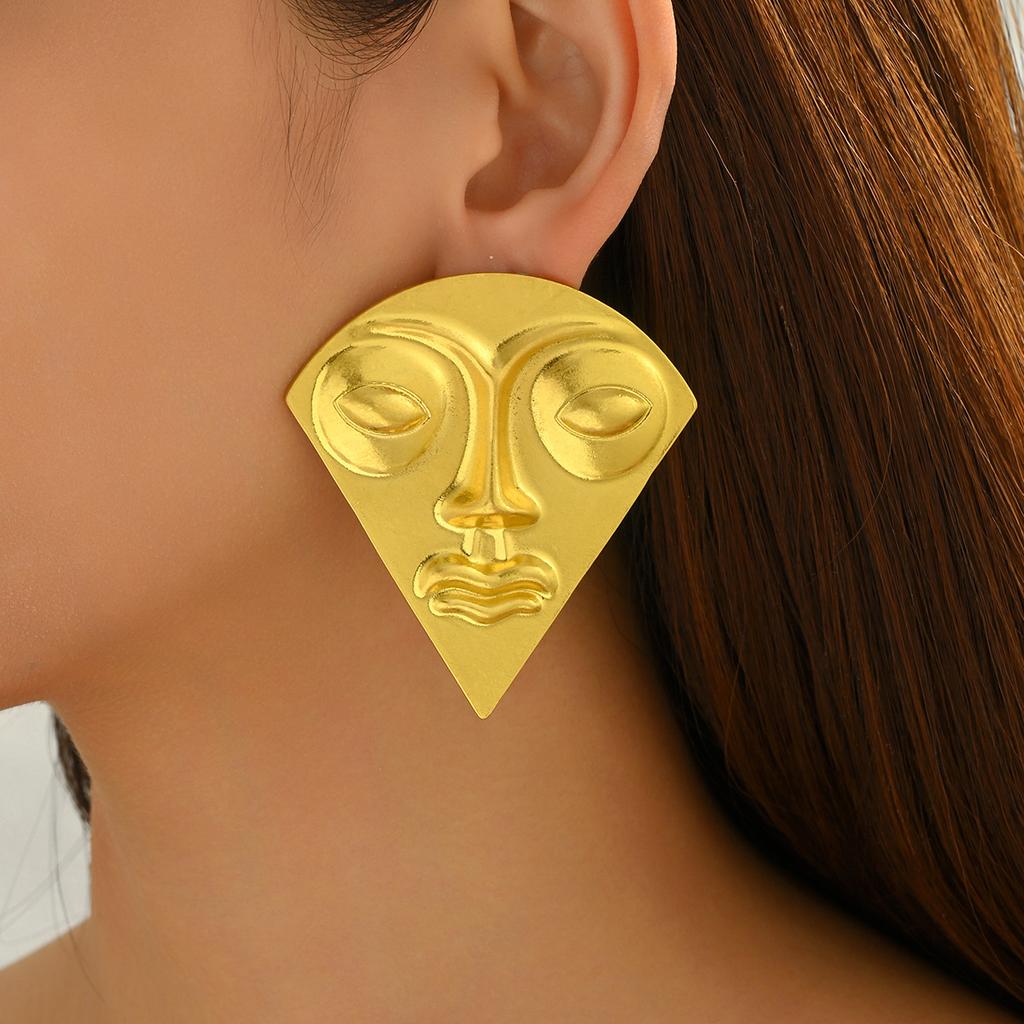 Retro Style Jewelry, Personality Exaggerated Face Expression Design Earrings Versatile High-end Stud Earrings Women