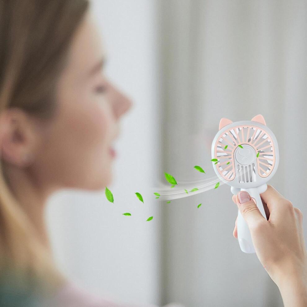 (Pink) Small Pocket Fan - Hand Held Fan USB Rechargeable - Silent Desktop Student Fan, Hand Held Fan Pocket Personal Fan for Outdoor