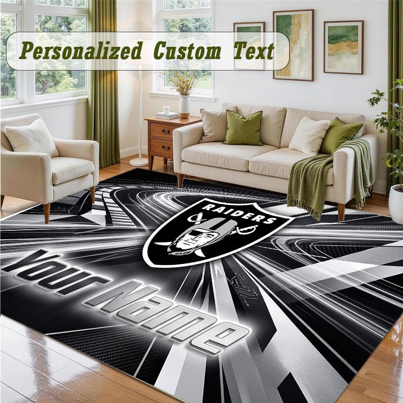 Crystal Velvet Square Rug Custom NameLas Vegas Raiders Pattern Non Slip Home Floor Decor Rug