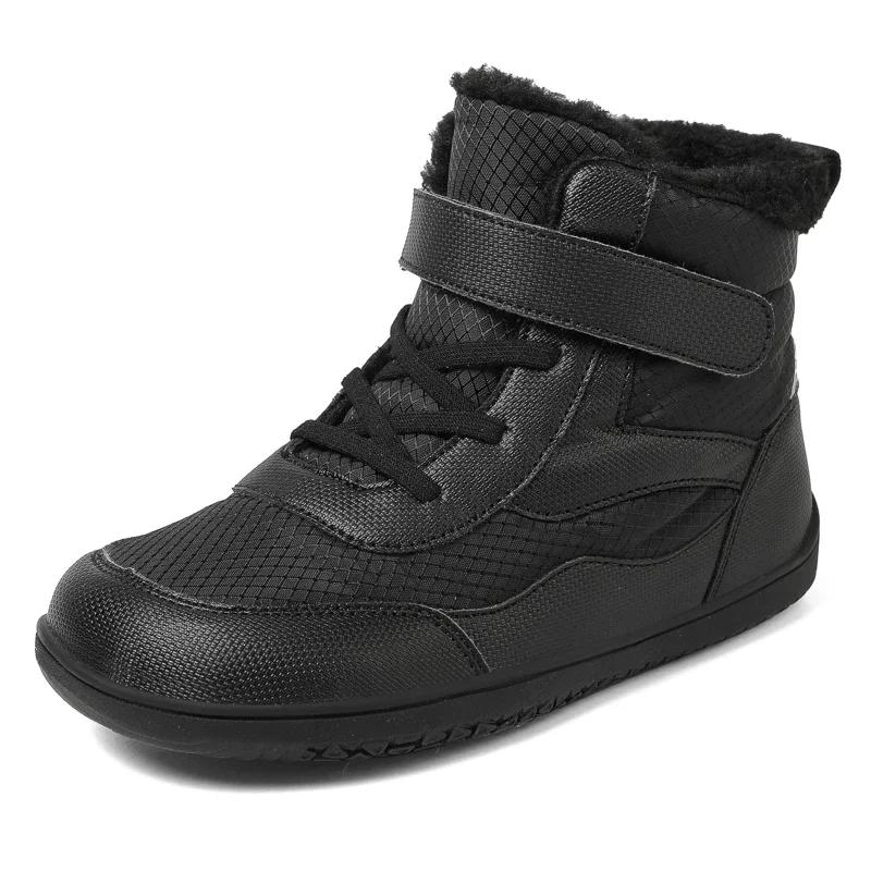 Зимняя детская обувь из плюшевой водонепроницаемой ткани, повседневная нескользящая обувь для мальчиков и девочек, резиновая подошва, зимние сапоги, модные теплые уличные сапоги