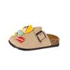 2025 Милые мультяшные детские сандалии Birkenstock с толстой подошвой Shin-chan: Нескользящие ретро закрытые тапочки для мальчиков и девочек.