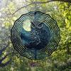 Enchanting Owl on Branch 2D Metal Wind Spinner for Garden Patio Decor Rotating Outdoor Art with 360 Hook Durable Reflective Thanksgiving