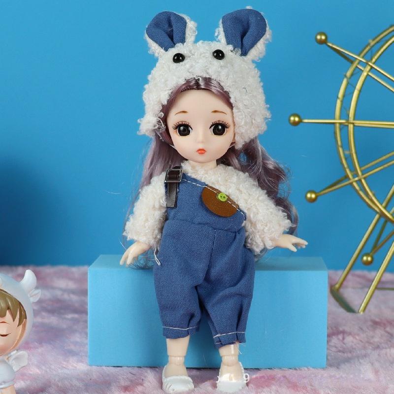 Мини-подвижная 13-шарнирная кукла 17 см, игрушка для девочек, 3D большие глаза, BJD принцесса, полная одежда, коллекция платьев, детская кукла в подарок