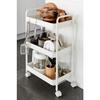 Kitchen Cart with Casters, 3 Tiers, 43.5cm Wide X 26cm Deep X 74.5cm High, Gap Storage, Easy Assembly, Matte White, LBW-3(MWH)