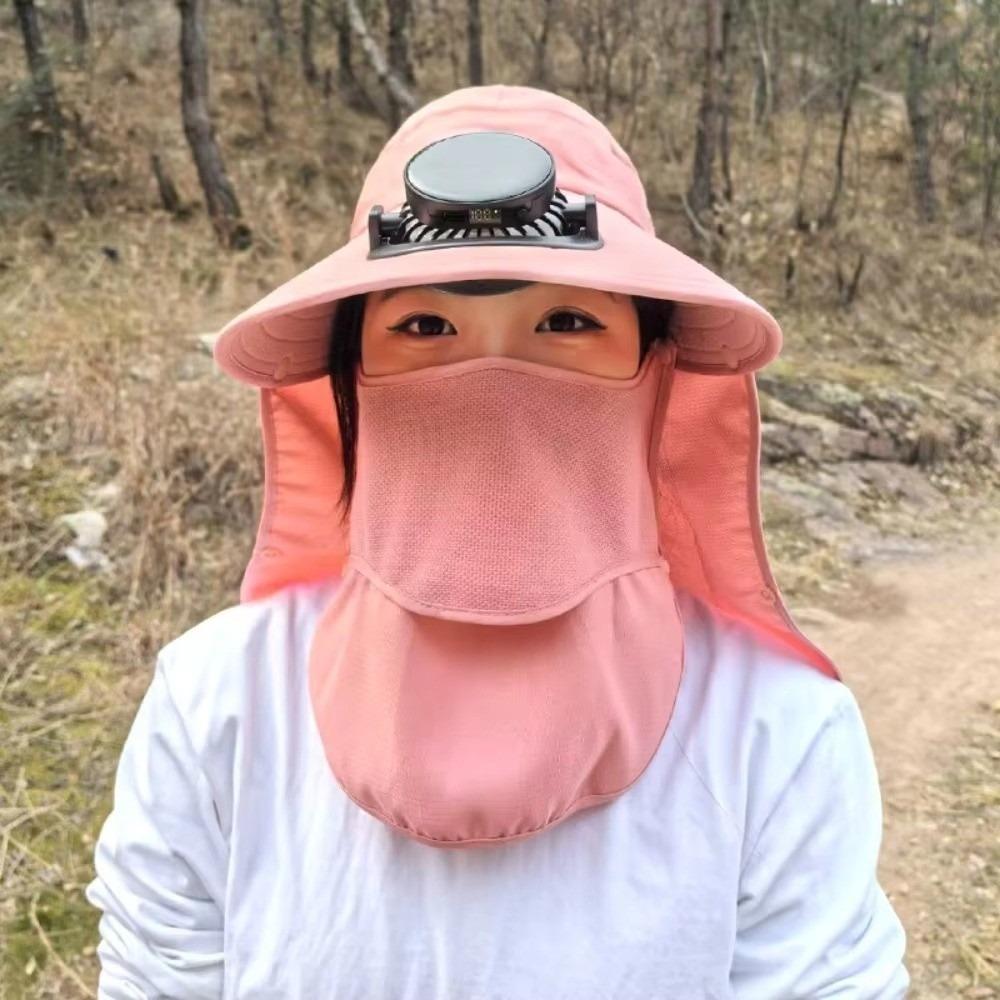 Quick Dry Solar Fan Hat Solar Charging Breathable Wide Brim Sun Cap Digital Display Strong Wind Fishing Bucket Hat Hot Weather