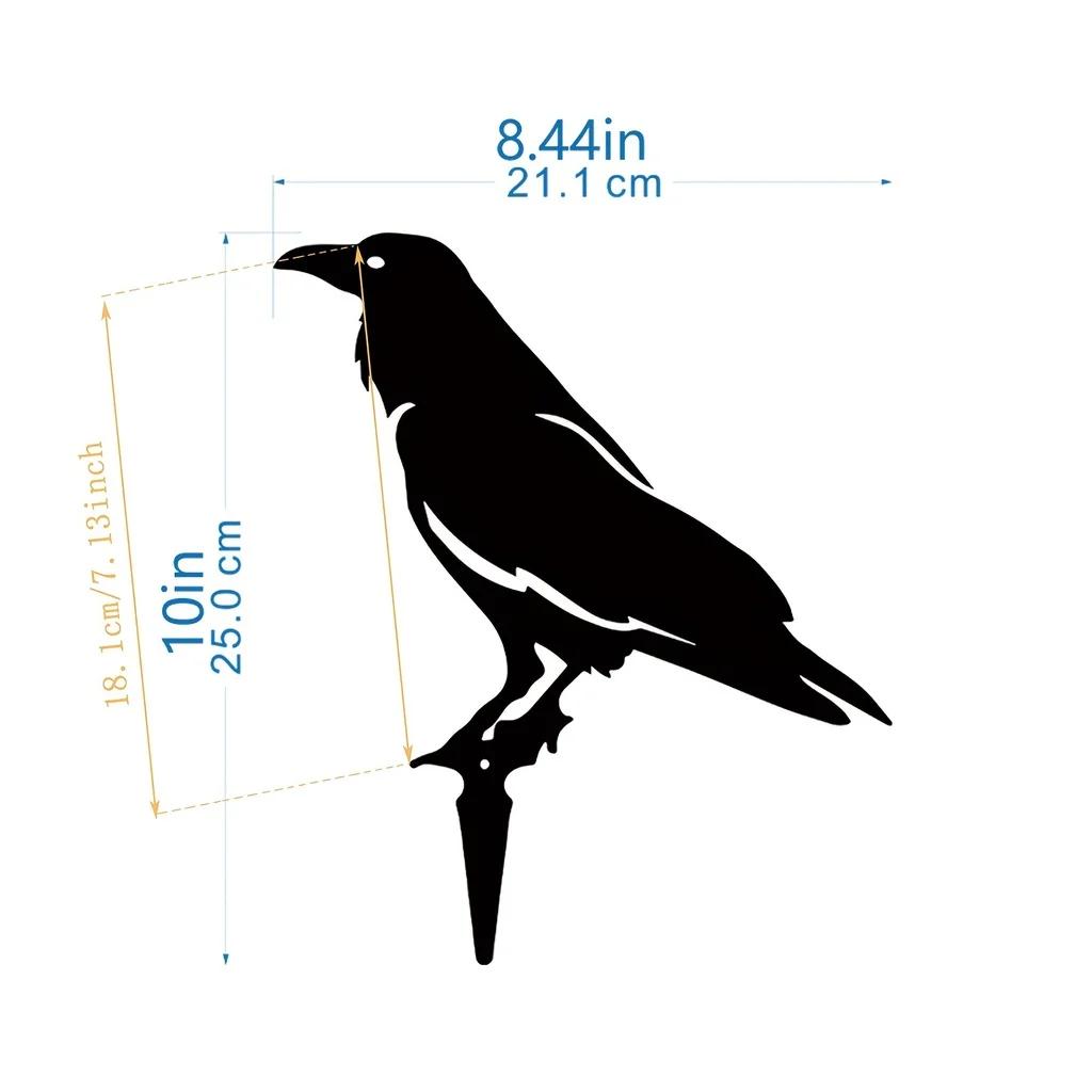 1 шт. Черный силуэт ворона – милые металлические садовые статуи птиц, декоративные дворовые колышки для газона, сада и уличного декора