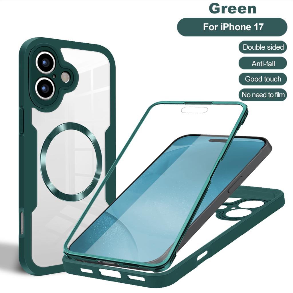 Подходит для iPhone 17 Pro Max 17Air Прозрачный Полноразмерный Противоударный Магнитный Чехол для Беспроводной Зарядки Тройной Защиты Для iPhone 16 15 14 13