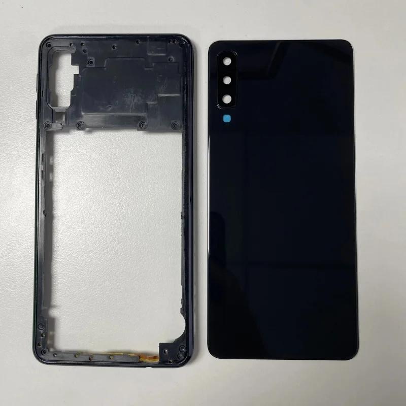 Полный корпус для Samsung Galaxy A750 A7 2018 SM-A750F задняя крышка аккумулятора стеклянный корпус телефона средняя рамка