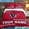 Custom Name 3PCS Houston-Texans Artwork Bedding Set,Including  Duvet Cover And 2pcs Pillowcases Perfect for Bedroom,Dormitory,Fan Christmas gift