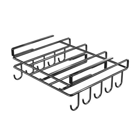 Yousheng Навесная полка под шкаф для хранения с 10 крючками, 2 держателями для полотенец и держателем для разделочной доски, установка без сверления, крючки для кружек и кухонной утвари