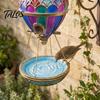 Stained Glass Bird Bath Hot Air Balloon Feeder Fountain, Hanging with Water Fountain Weather Resistant Tray, Vintage Bronze Outdoor Garden Decor