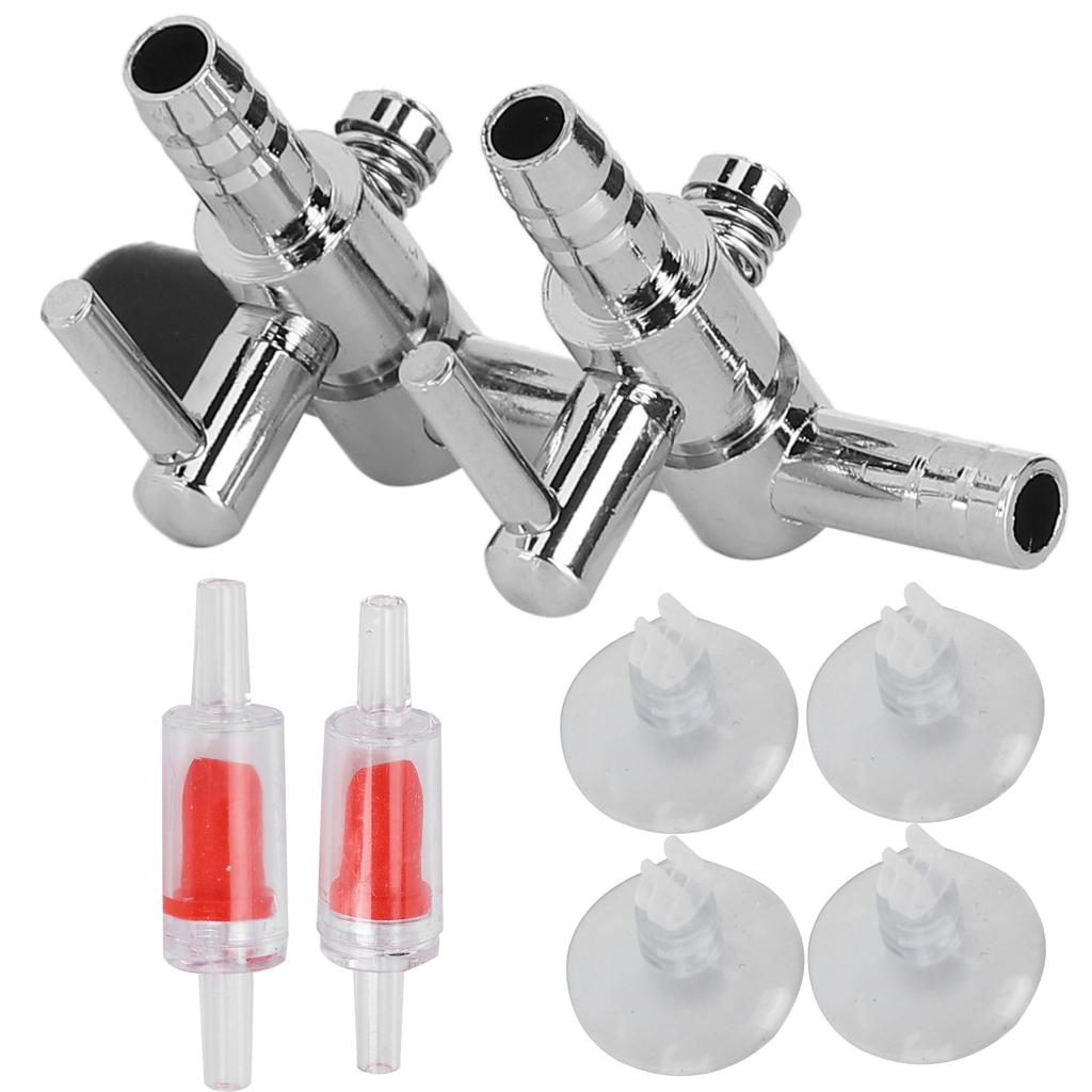 Aquarium Check Valve Fish Tank Oxygen Tube Suction Cups Set Aquarium Accessories2 Way Stainless