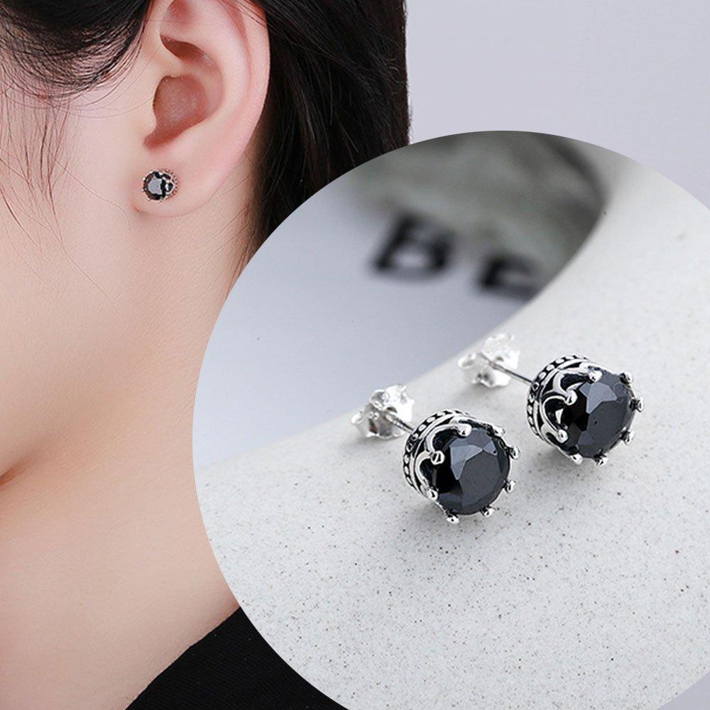 Silvermoon925 Silver 925 Earrings Black Knight Zircon E003