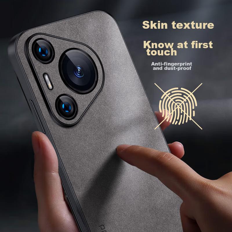 Huawei Pura70 Phone Case, Huawei Pura 70 Protective Cover, Shockproof Full-Body Soft Case, Simple Luxury Silicone Outer, WoAnd Leather Case, Gray