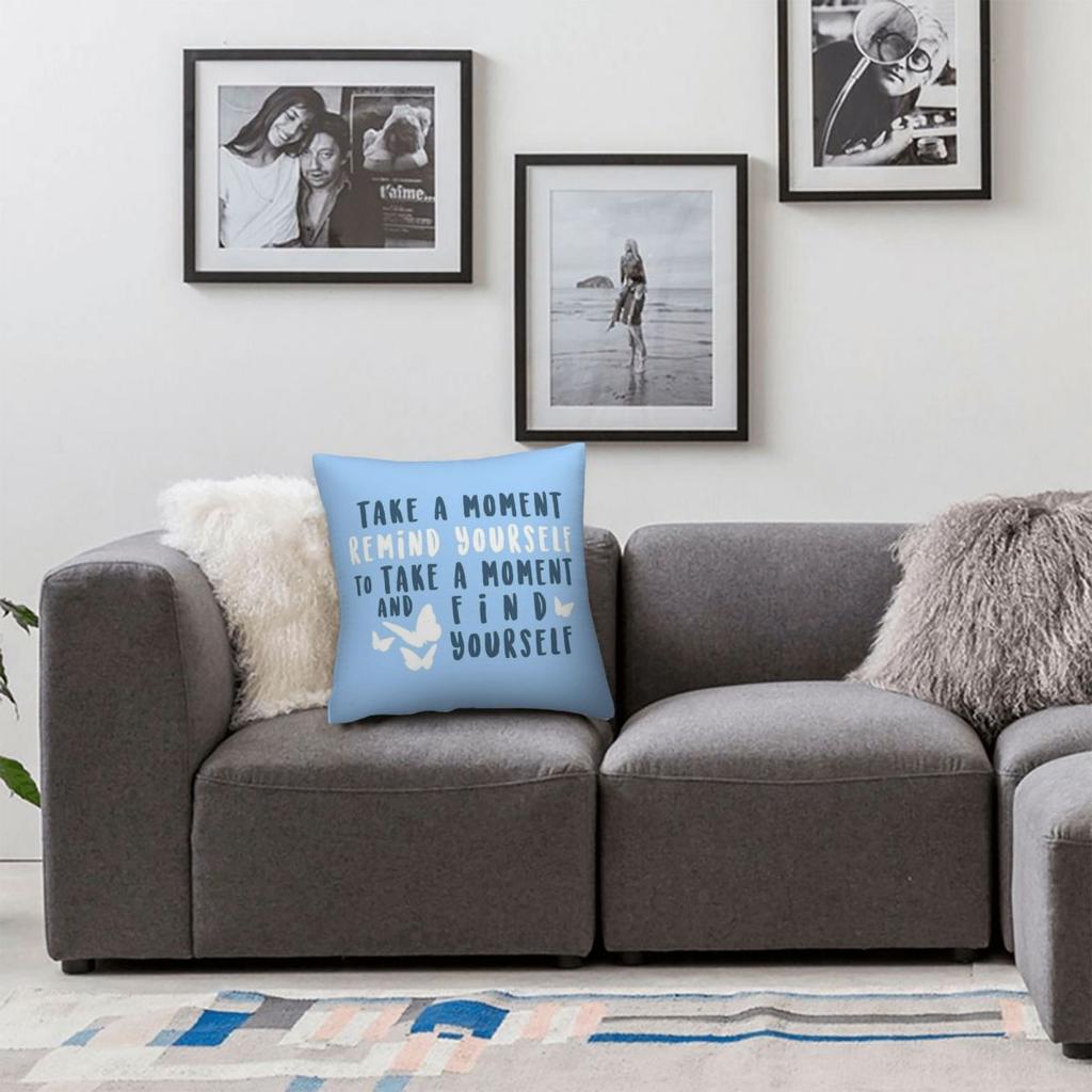 Take A Moment To Find Yourself Pillowcase Polyester Linen Velvet Printed Zip Decor Throw Pillow Case Sofa Seater Cushion Case
