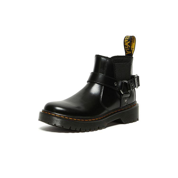 Dr. Martens Wincox Lissome Knight Style Buckle Thick Sole Zipper Chelsea Boots Kids Boots Charcoal-Black 27094001