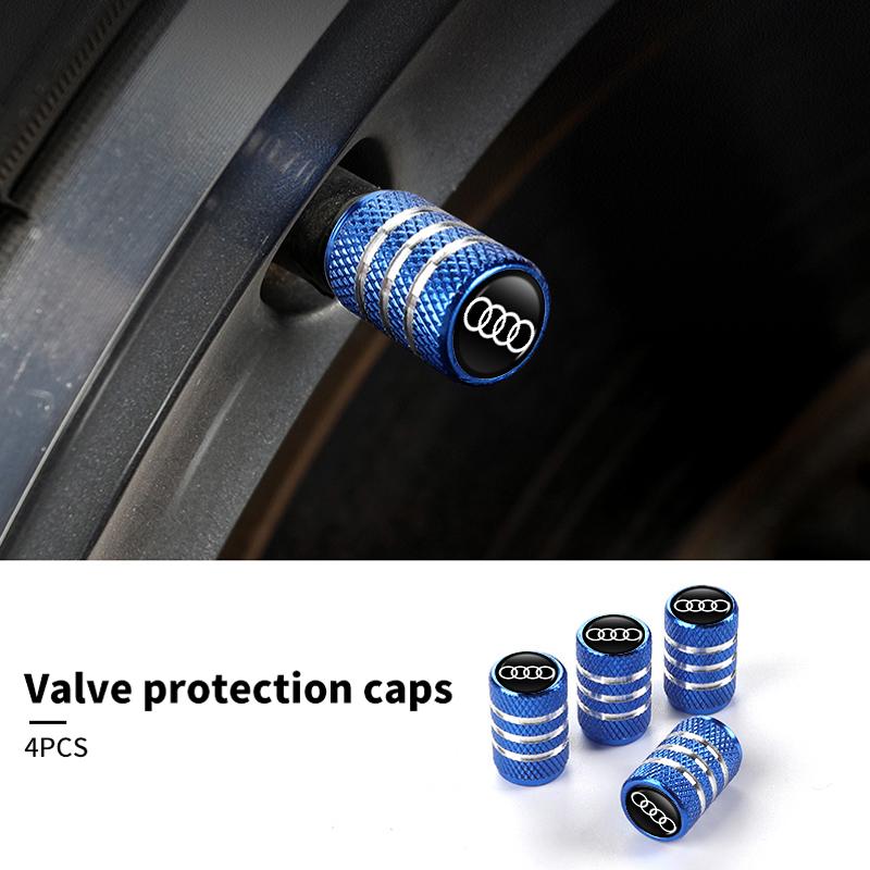 New 4Pcs Car Wheel Tire Valve Caps Air Stem Covers Accessories For 1s S RS Line S7 S8 S5 S6 Quattro RS3 RS4 A6 A7 A8 QRS5 RS6