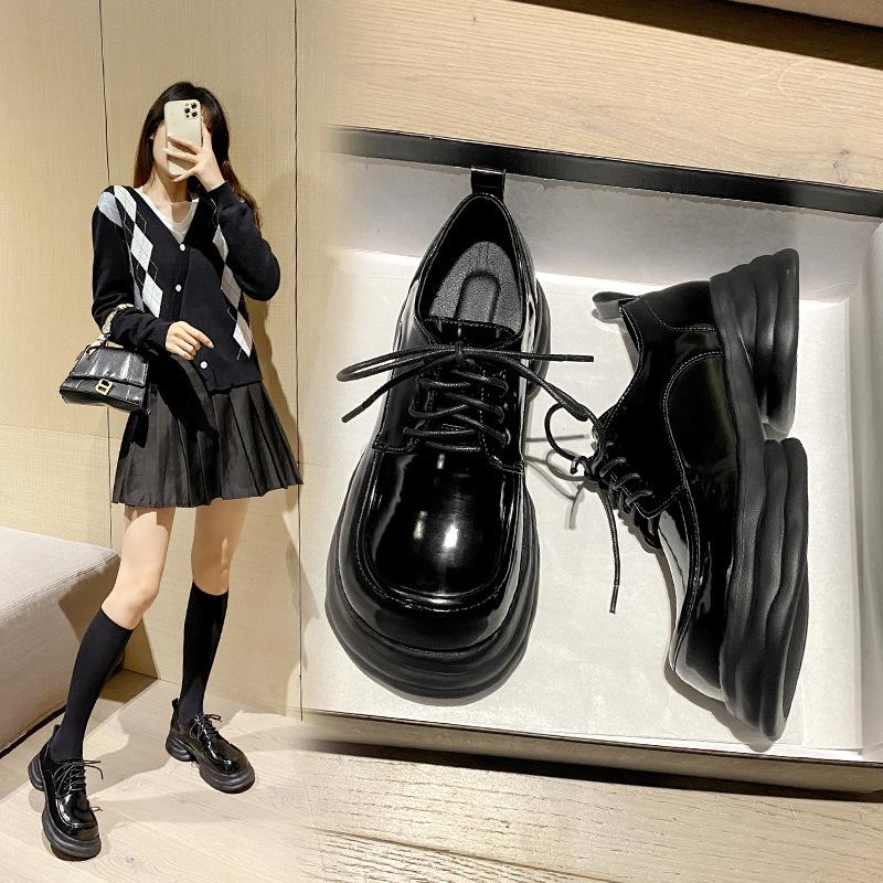 Новые британские лоферы, маленькие кожаные туфли на толстой подошве, нишевые универсальные маленькие туфли в японском стиле ретро на толстой подошве для колледжа