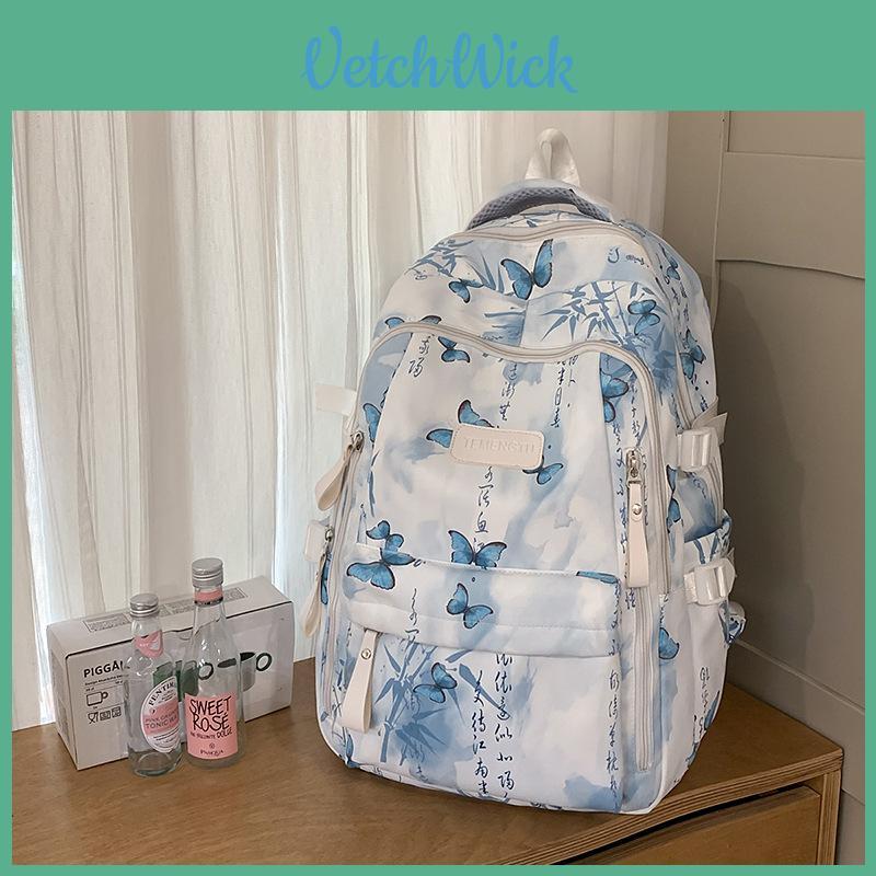 Chinese Cultural Womens School Backpack With Nylon Material And Lightweight Design For Travel And Study