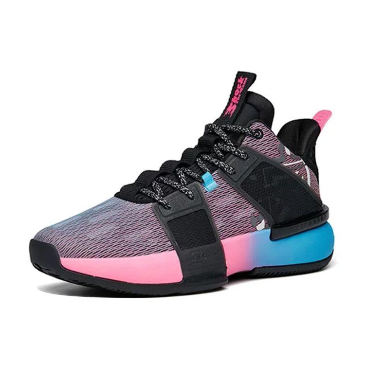 Anta Shock 3 High-Top Basketball Shoes Men Basketball Shoes Black Pink Blue 112131605S-1
