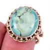 Natural Tibetan Turquoise Gemstone 925 Solid Silver Two Tone Ring Size 7US E3i83