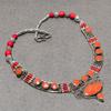 Cabochon Vintage Tibetan Necklace Natural Red Coral 18 In Boho Statement NN 889