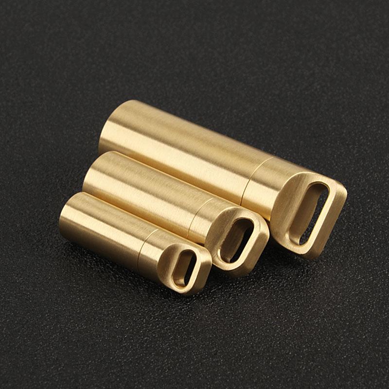 S/M/L Brass Waterproof Canister Keychain Bottle Outdoor Camping Tool 4