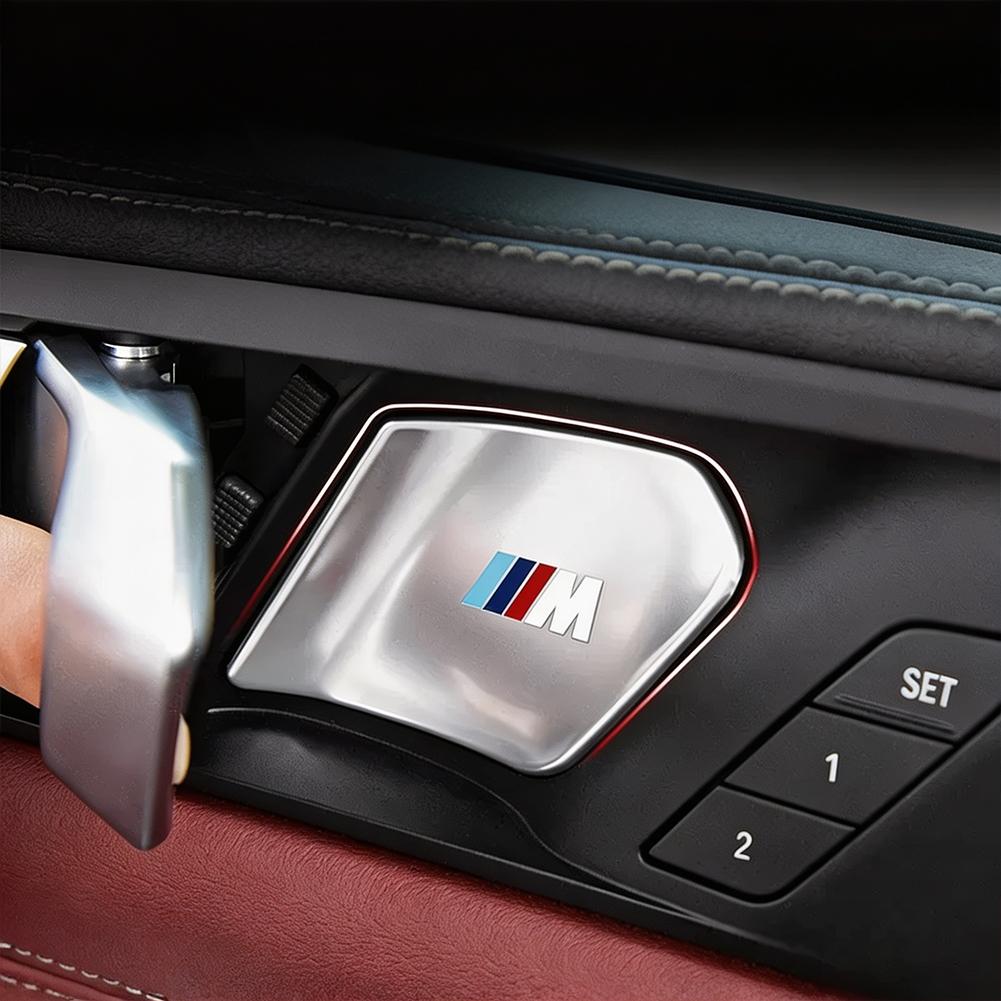 BBJA8 Car Inner Door Handle Bowl Metal Protective Sticker Anti-Scratch Trim Cover Accessories For BMW 3 5 series X1 X2 iX1 X5 X6 X7 M2