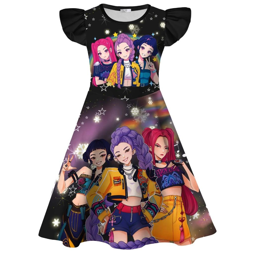 Kids Girls POP Rumi Zoey Mira Printed Ruffle Sleeves Casual Dress