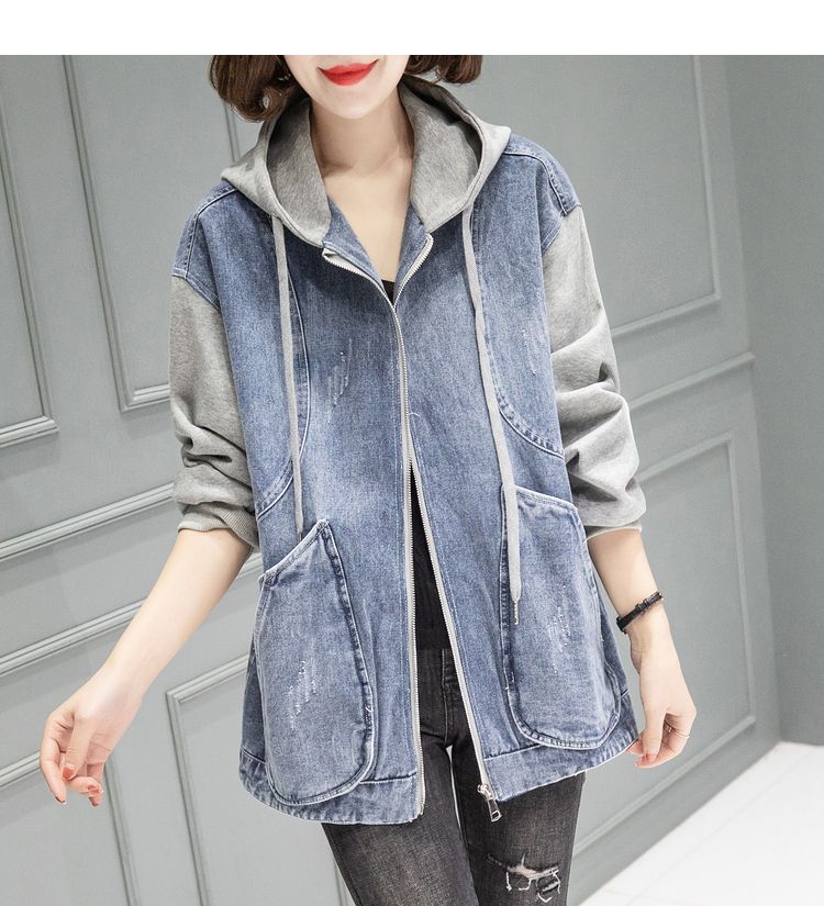 Весенне-осеннее корейское джинсовое пальто с длинными рукавами и капюшоном, свободное офисное женское удобное короткое пальто для отдыха