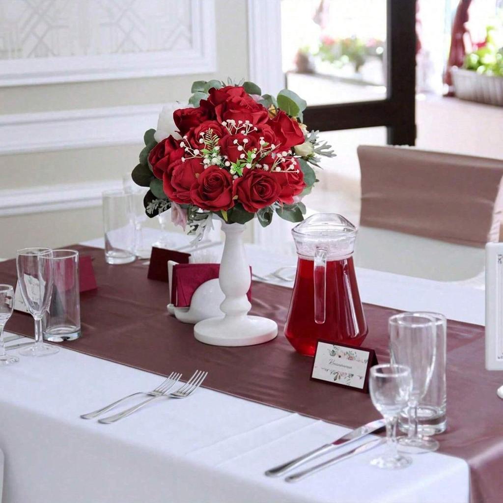 1 шт. День Святого Валентина Свадебное украшение Районные цветы Реалистичный букет роз с длинными стеблями для домашнего свадебного украшения вечеринки,