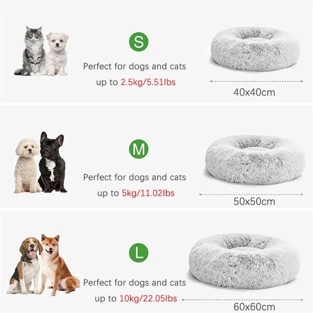 New Soft Pet Cat Bed Pad Warm Donut Round Dog Calm Bed Faux Fur Comfortable Sleeping Bed for Small Dog and Cat