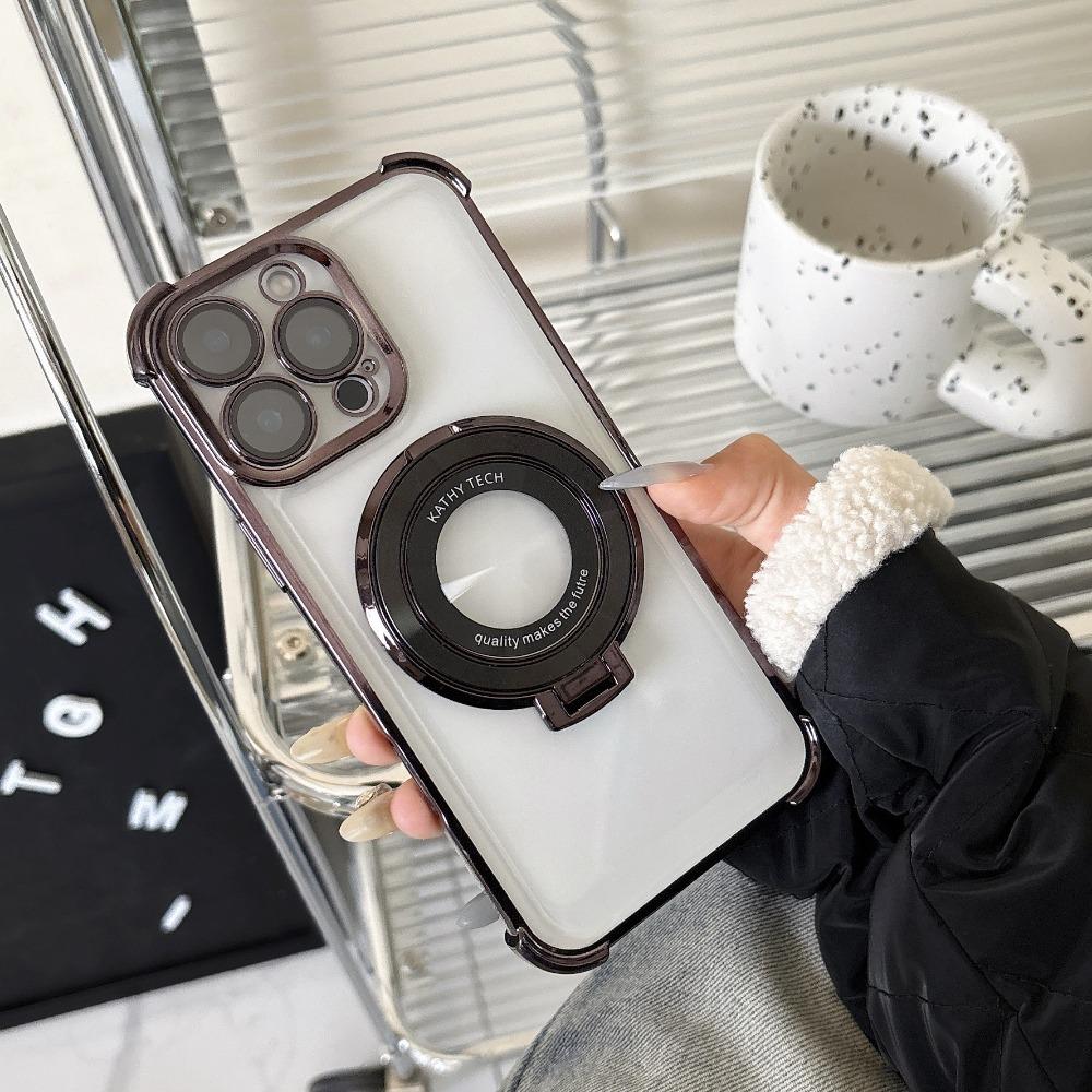 Модный чехол-подставка с гальваническим покрытием для iPhone 17 16 15 14 13 12 11 Pro Max с держателем, ударопрочная накладка-кронштейн для Magsafe