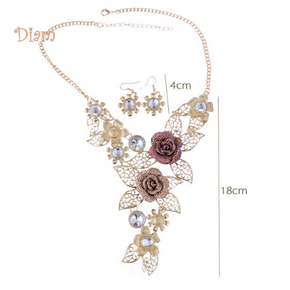 Ювелирные изделия с бриллиантами, женские хрустальные камни, инкрустированные полыми листьями, цветком, кулон, серьги, ожерелье, набор