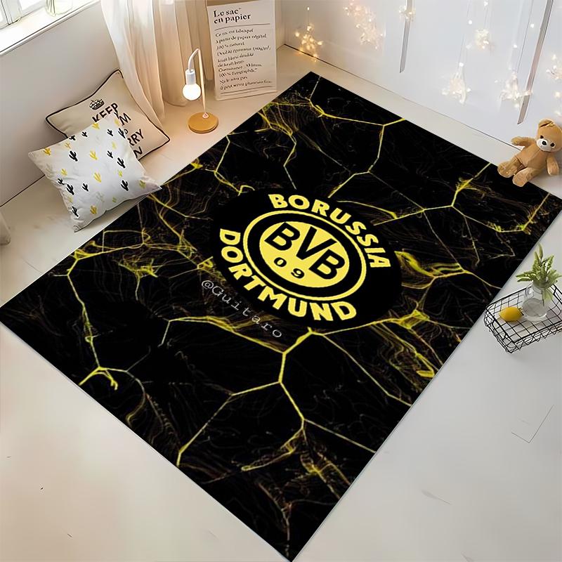 "Borussia Dortmund Logo on Black-Yellow Design Non-slip rug suitable for living room and bedroom sofas"