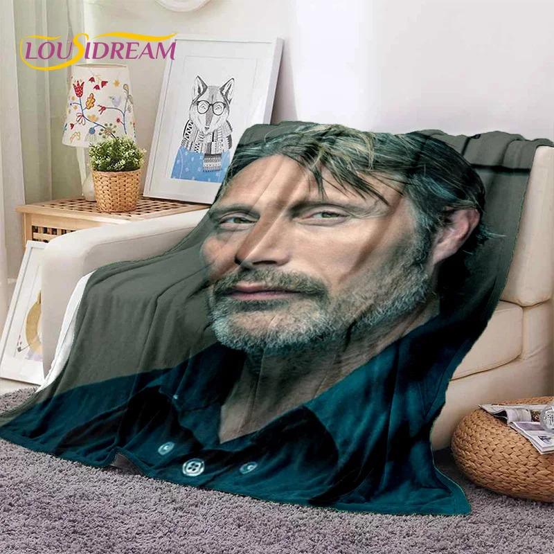 Мягкое фланелевое одеяло Mads Mikkelsen 3D Actor Star для кроватей, диванов, пикников, плед для отдыха на свежем воздухе, подарок