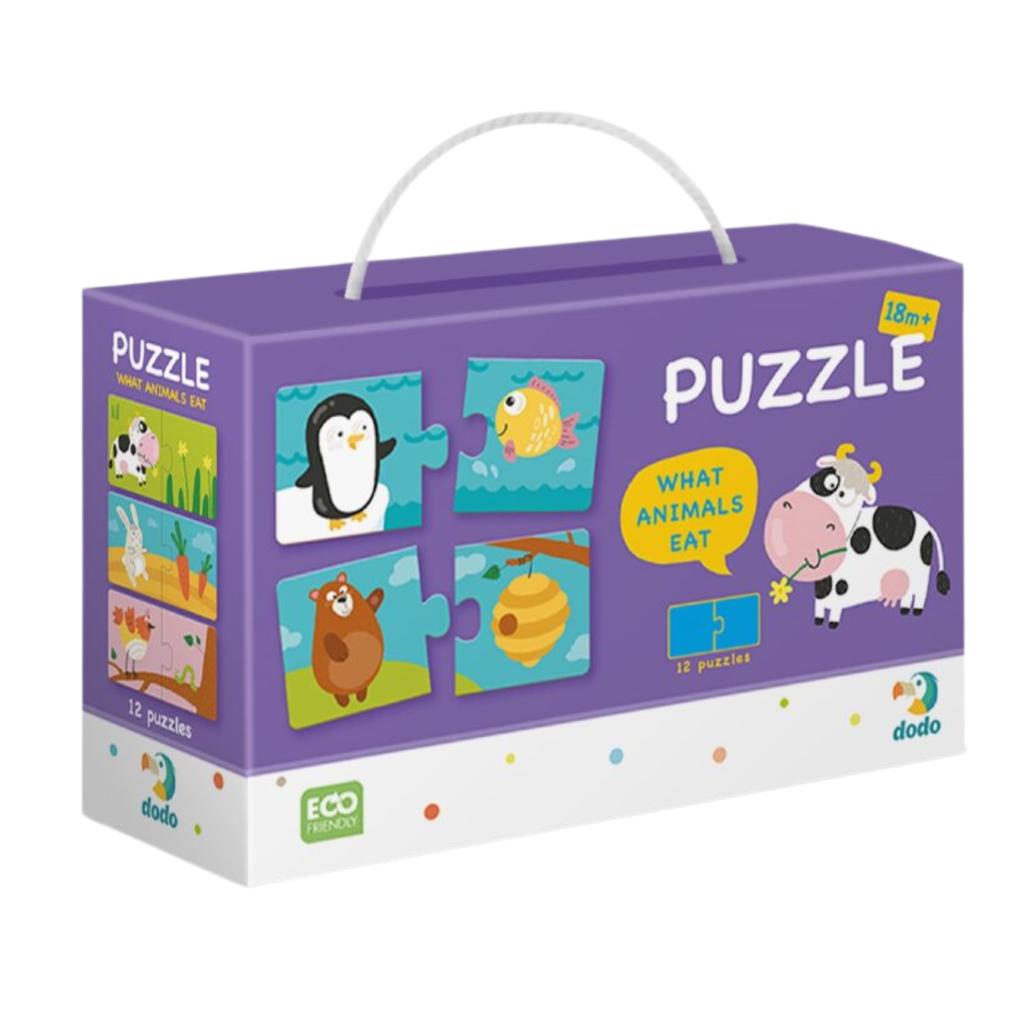 Duo Puzzle "Co Jedzą Zwierzęta" - Zestaw 12 Układanek Edukacyjnych Dla Dzieci Z Motywem Zwierząt 300118