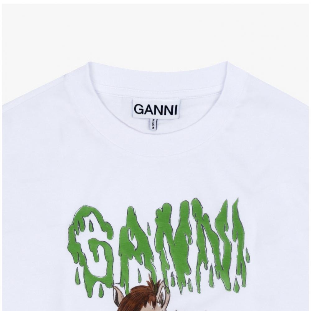Ganni Женская футболка с длинным рукавом Логотип Пони A1050077 151