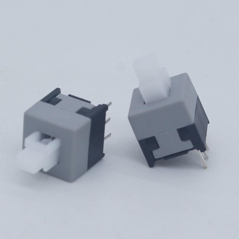 In Stock: 5.8x5.8 and 8.5x8.5 High/Flat Head Self-Locking Button Switch, Non-Locking Option Available