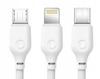 XO NB103 3in1 USB Cable - Lightning + USB-C + microUSB 1.0 m 2.1A White