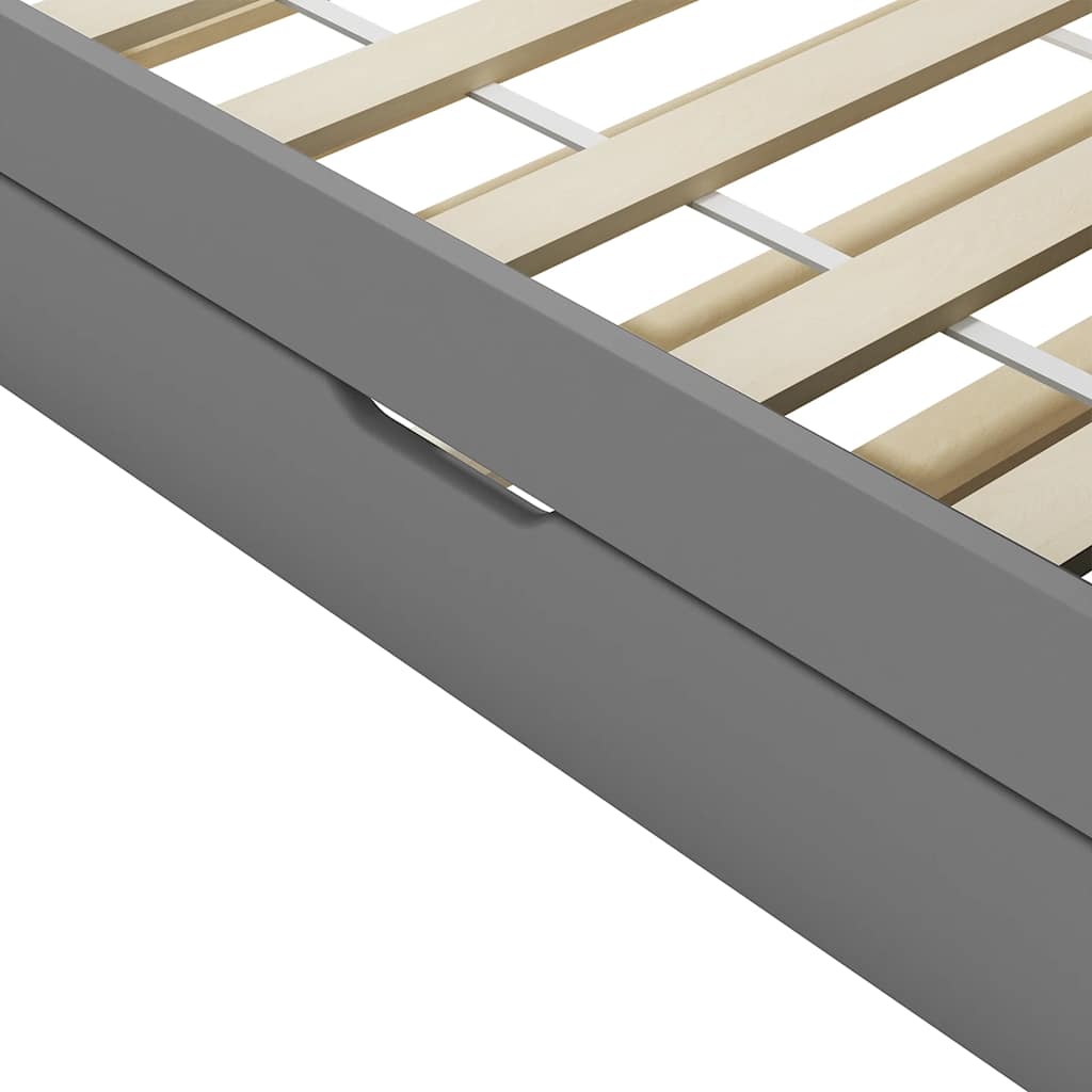 Pull Out Sofa Bed Frame Gray Pine Wood 90*200 cm