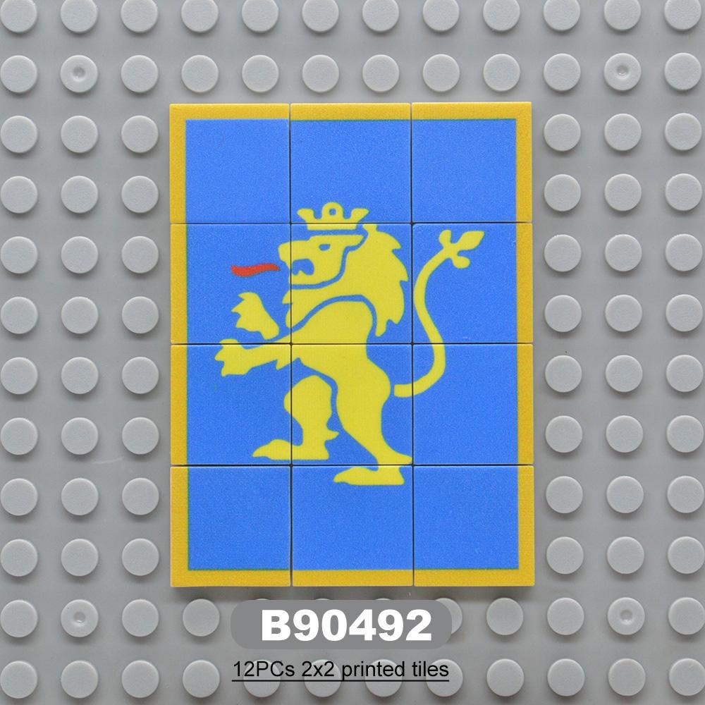 MOC Classic Castle Printed Building Block Toy Kite Shields Flag Mat European Medieval Age Castle Series for Figures