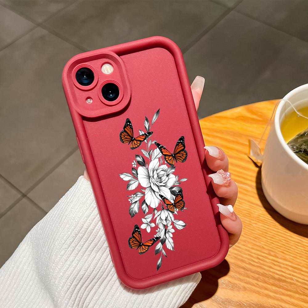 Для iPhone 16 15 14 13 12 11 Pro Max XS Max XR X SE 8 7 цветов бабочка узор мягкий силиконовый полный объектив защитный чехол для телефона