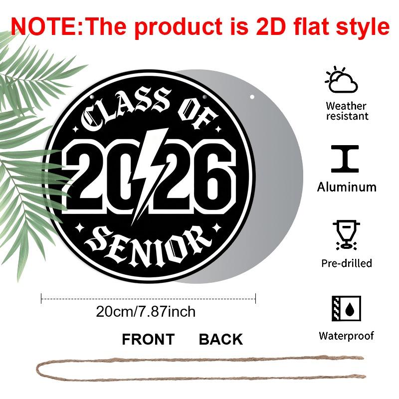 2D Flat Aluminum 2026 Graduation-themed Wall Hanging Is Available in Multiple Sizes. Its Black and White Gothic Lightning Punk Design Makes It A