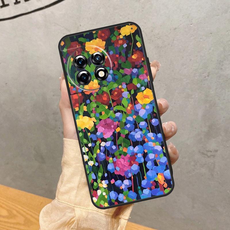 Colourful Flower Painting Art Case For OnePlus 15 15R 13R 13 13T 12 12R 11 10 9 Pro 10T Nord 5 CE 4 2 3 Lite N20 N30 Cover