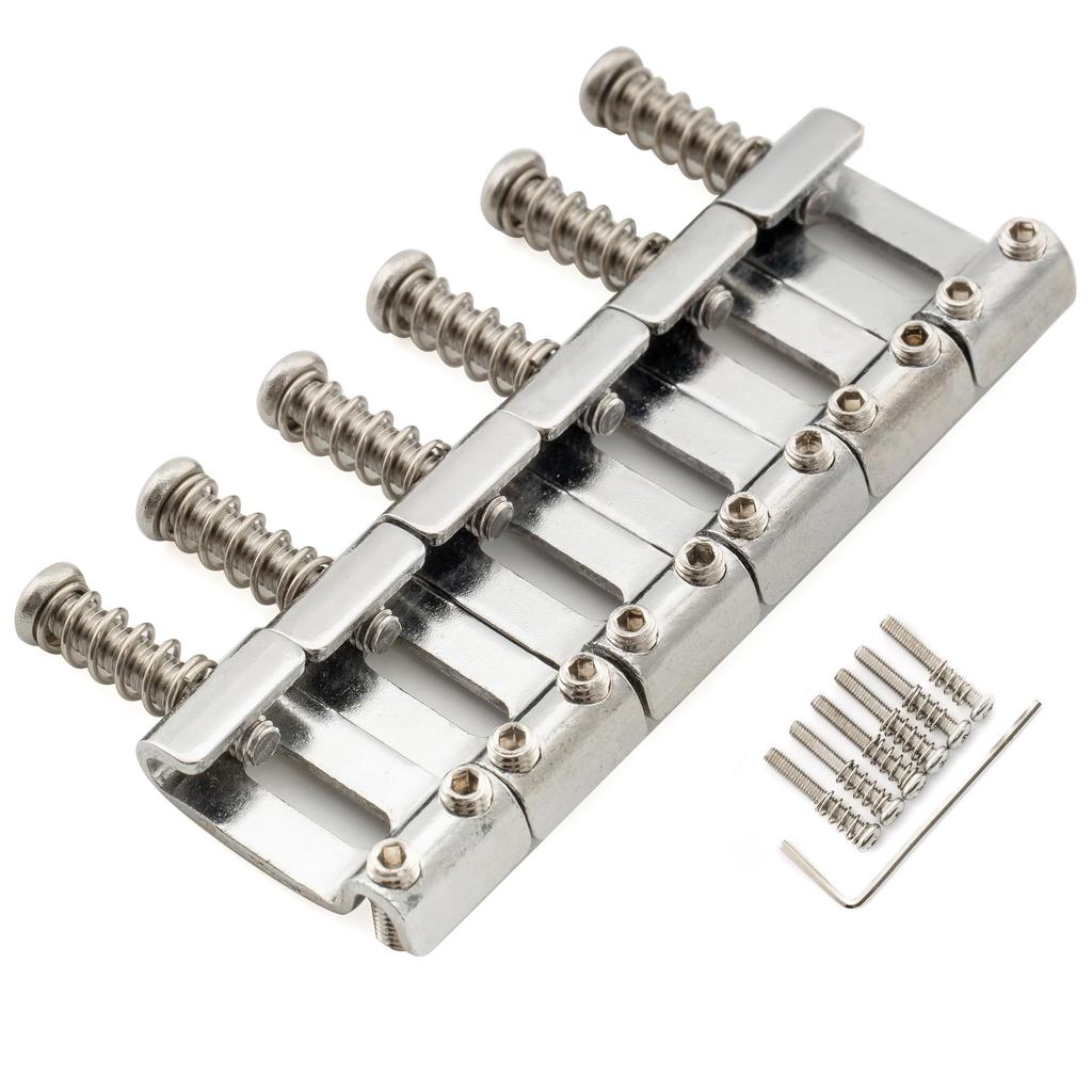 Musiclily Ultra Hardened Steel Vintage Bridge Saddles for Strat Electric Chrome of 10.5mm Guitar, (Set 6)
