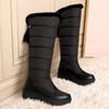 Waterproof Winter Shoes Woman Snow Boots 2024 Warm Fur Plush Casual Wedge Knee High Boots Girls Black White Rain Shoes Ladies