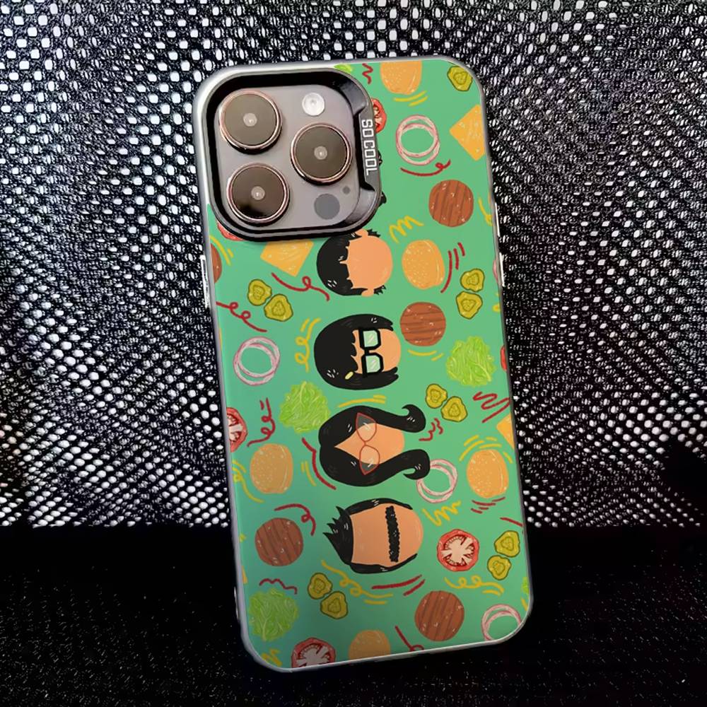 Мультяшный чехол для телефона B-Bobs Burgers для iPhone 16,15,14,13,12,11,8,7,Pro,Max,Plus,Mini,XS,SE, противоударный, черный, матовый, жесткий