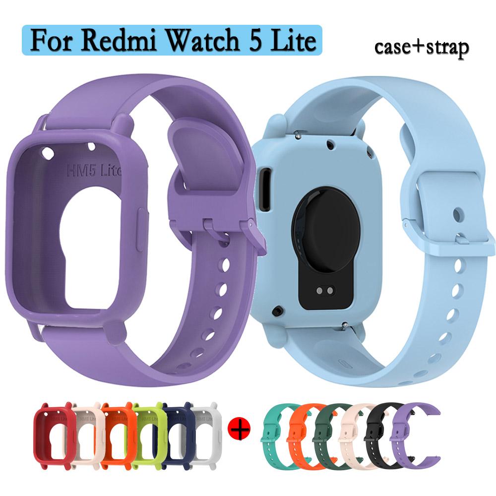 Для Redmi Watch 5 Lite Силиконовый ремешок для часов + Чехол Спортивный ремешок Пряжка того же цвета Браслет на замену для Redmi Watch 5 Lite